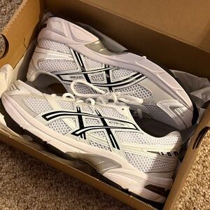 Asics White and Black Running Shoes